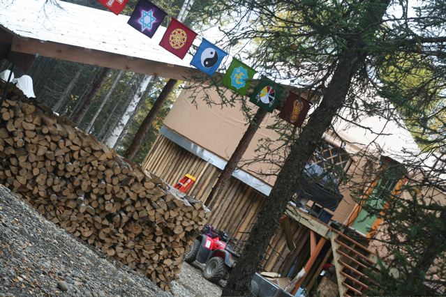 Our woodshed with the Yurts in the background